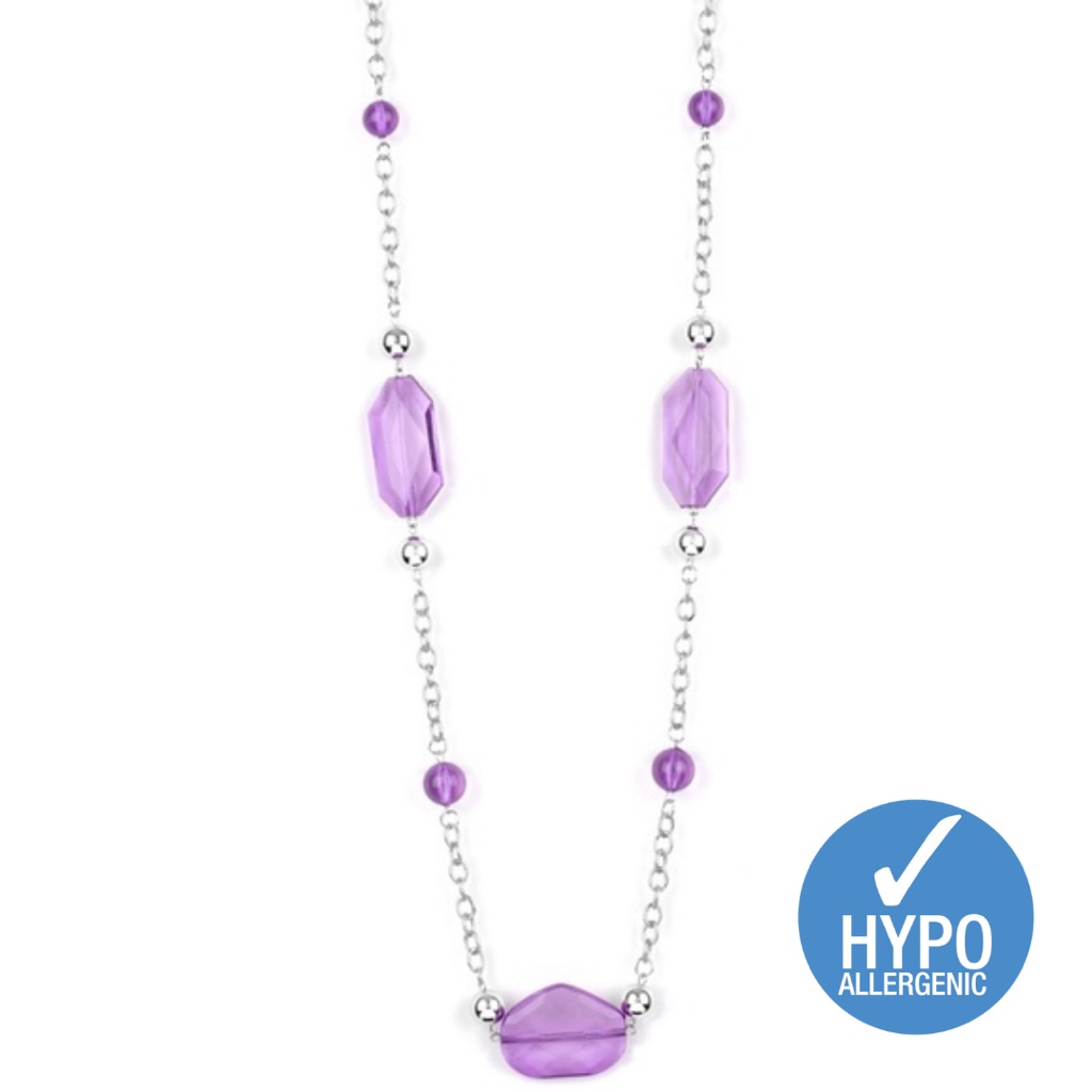 Purple Glassy Bead Necklace